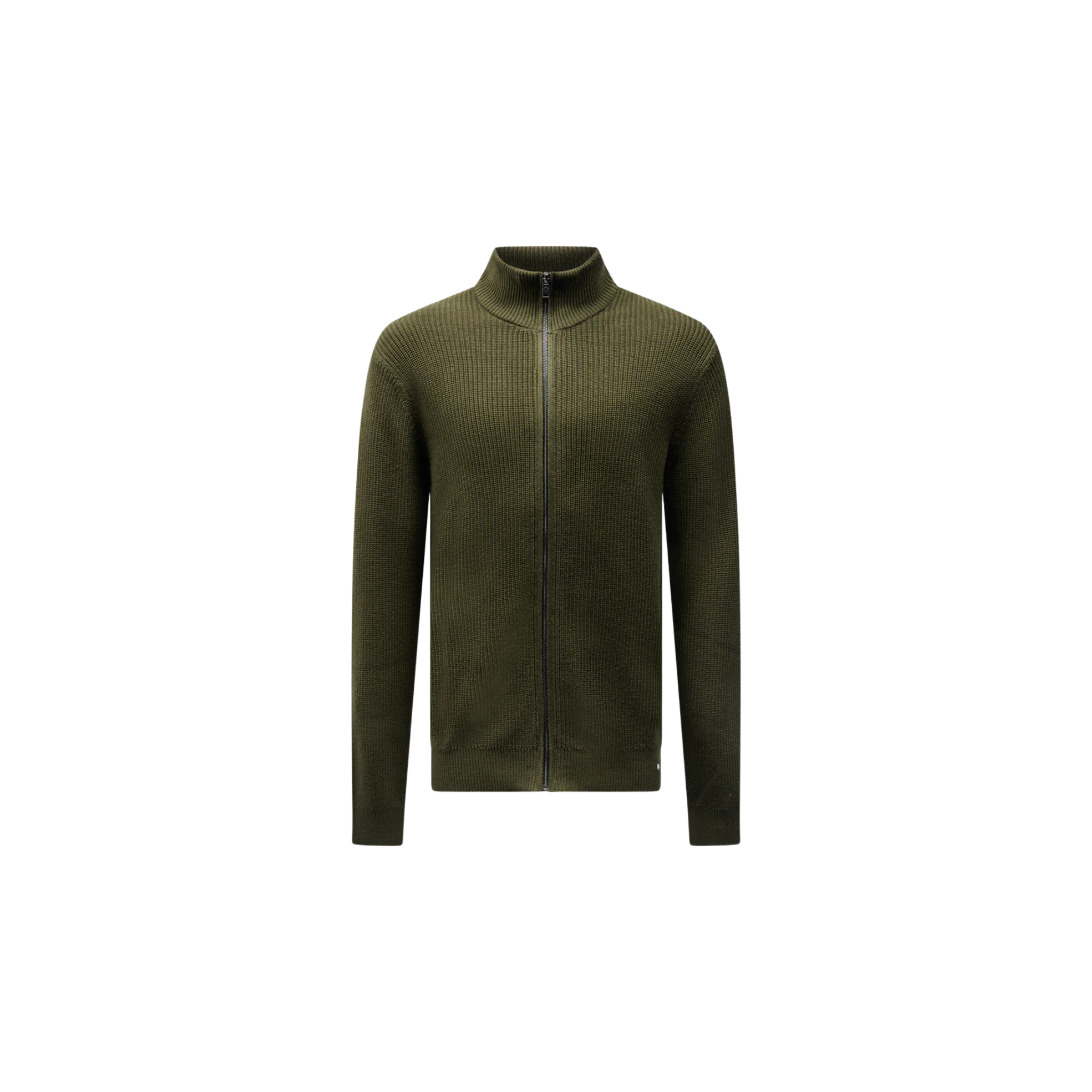 Peckham Rye Cotton Knit Funnel-Neck Zip Cardigan Rosin