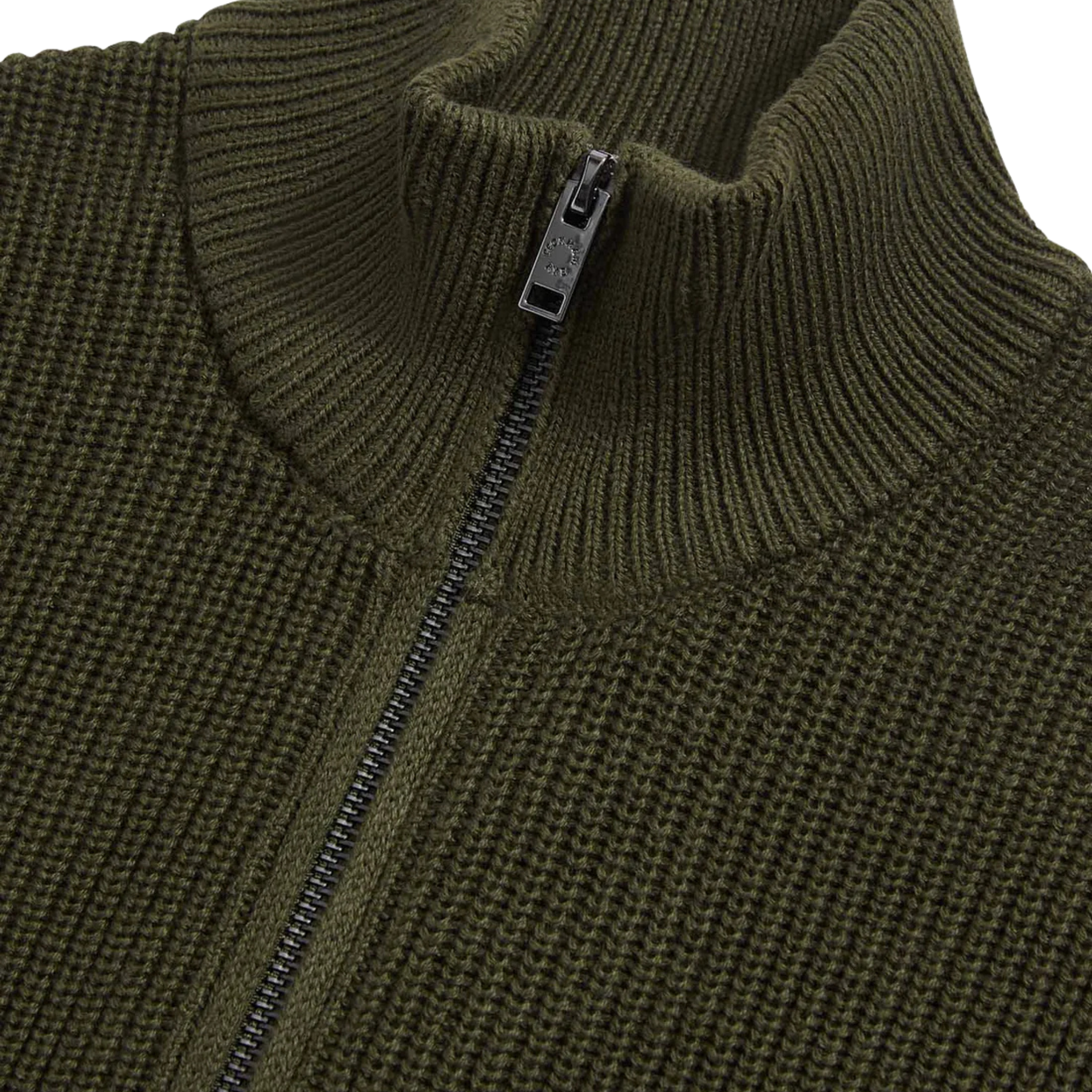 Peckham Rye Cotton Knit Funnel-Neck Zip Cardigan Rosin
