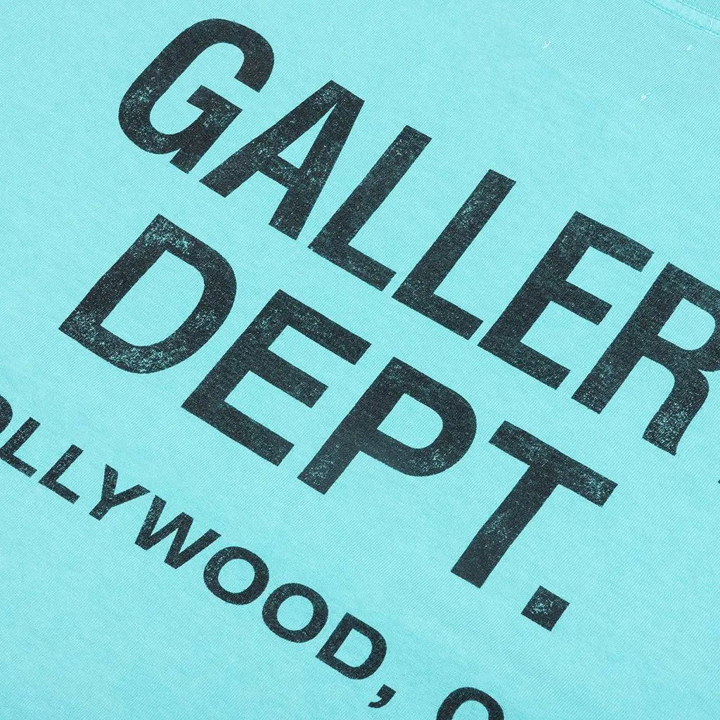 Gallery Dept Logo Print Cotton T Shirt Turquoise