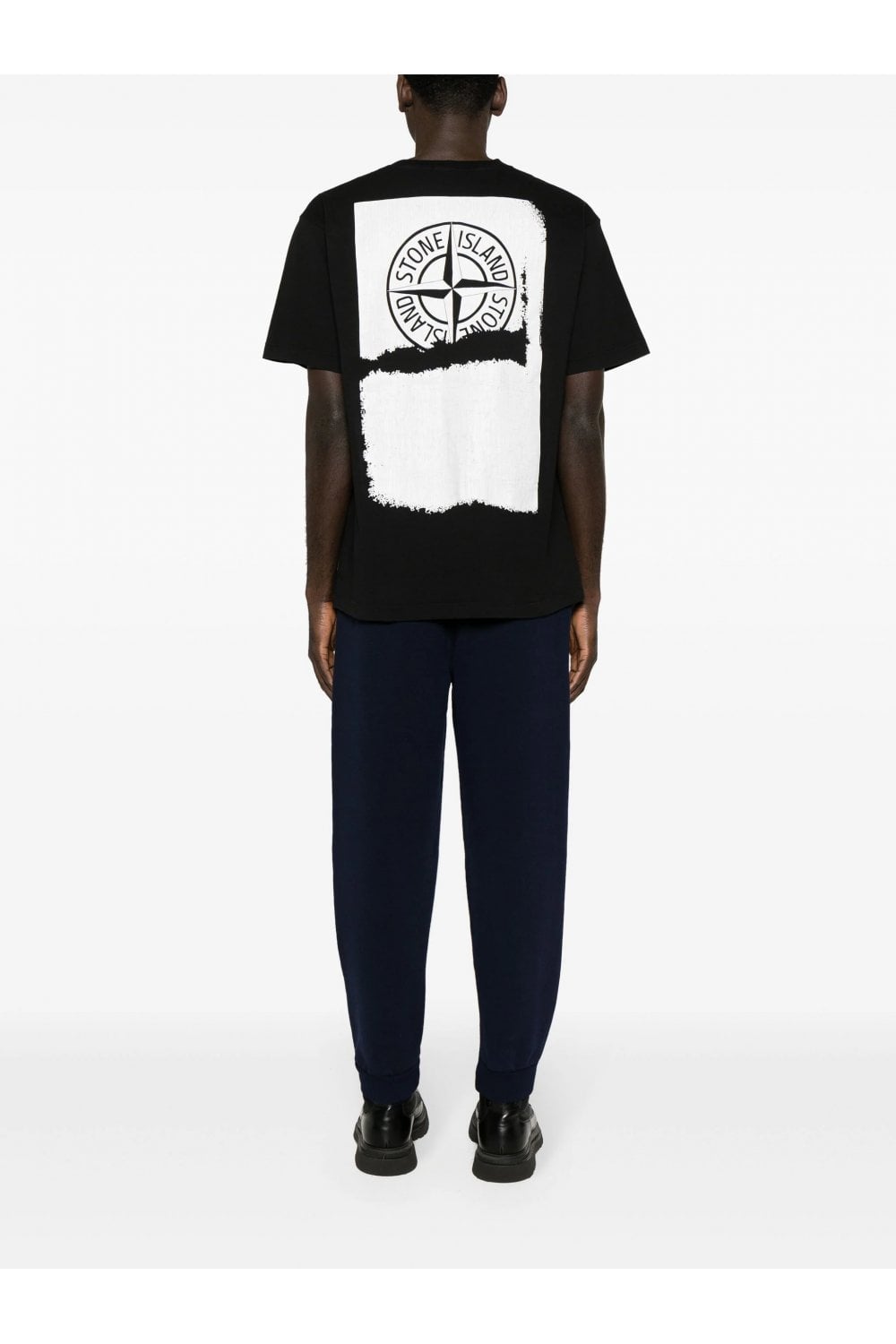 STONE ISLAND Branded Cotton T-shirt Black