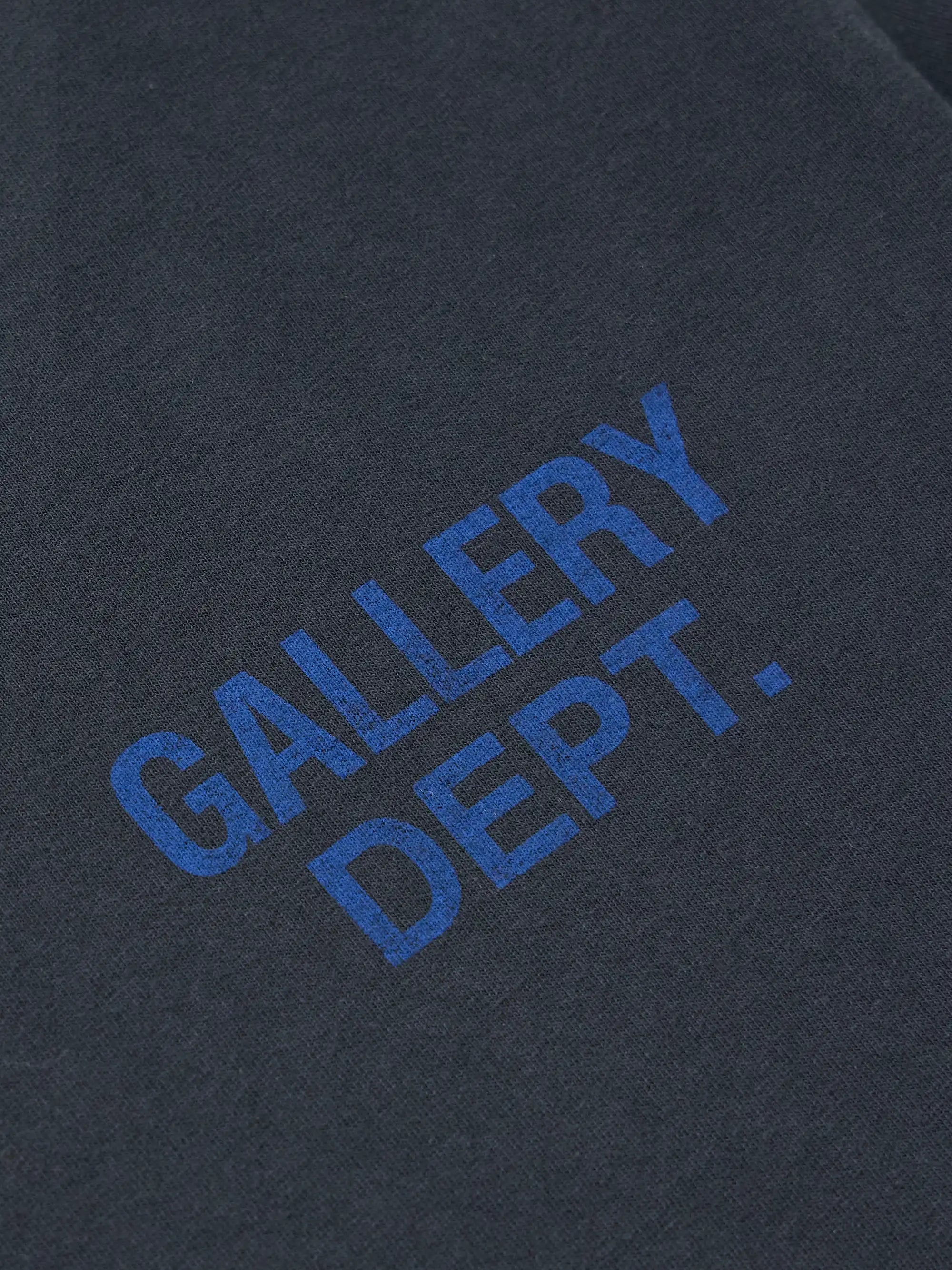 Gallery Dept Logo Print Cotton T Shirt Navy